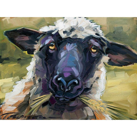 Bless Ewe Black Modern Wood Framed Art Print with Double Matting by Townsend, CR