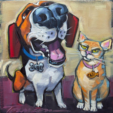 Dude Chill Black Ornate Wood Framed Art Print with Double Matting by Townsend, CR