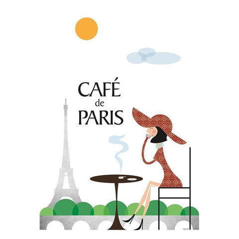 Cafe de Paris White Modern Wood Framed Art Print by Tomas Design