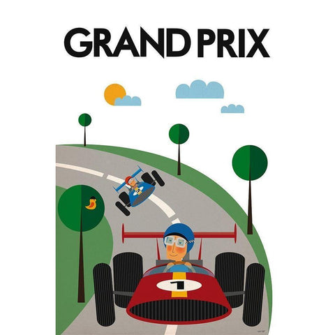 Grand Prix Black Modern Wood Framed Art Print by Tomas Design