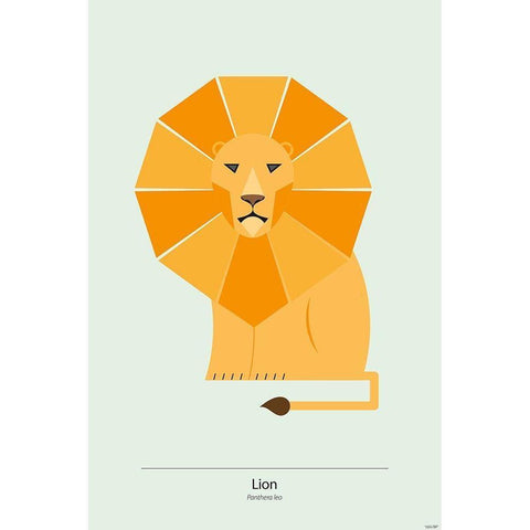 Lion Black Modern Wood Framed Art Print with Double Matting by Tomas Design