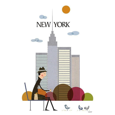 New York White Modern Wood Framed Art Print by Tomas Design