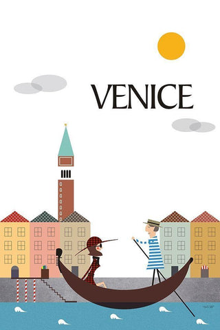 Venice Black Ornate Wood Framed Art Print with Double Matting by Tomas Design
