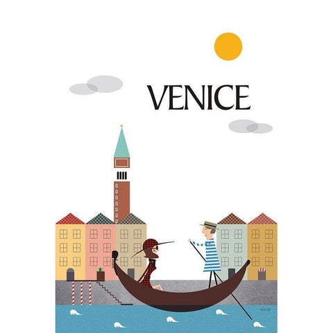 Venice Black Modern Wood Framed Art Print by Tomas Design