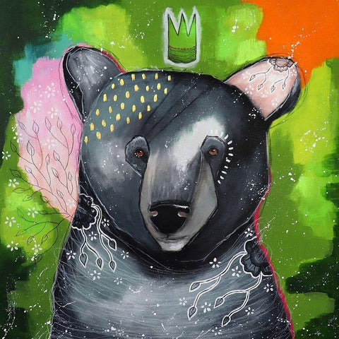 A Curious Companion Black Modern Wood Framed Art Print by The Secret Hermit