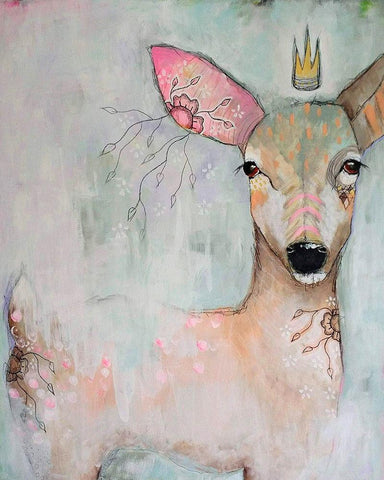 The Woodland Wanderer Black Ornate Wood Framed Art Print with Double Matting by The Secret Hermit