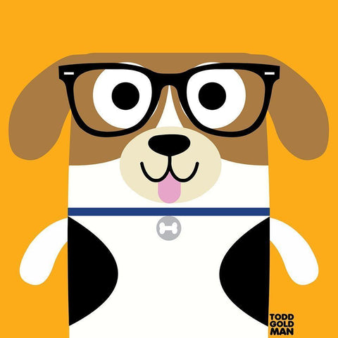 Bow Wow Beagle White Modern Wood Framed Art Print with Double Matting by Todd Art