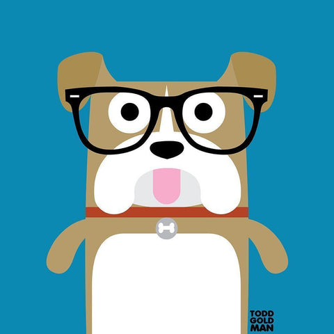 Bow Wow Bulldog White Modern Wood Framed Art Print by Todd Art