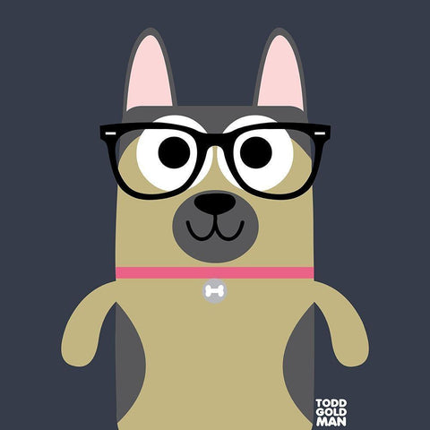 Bow Wow German Shepherd White Modern Wood Framed Art Print with Double Matting by Todd Art