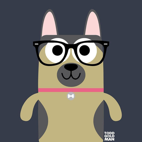 Bow Wow German Shepherd Black Modern Wood Framed Art Print by Todd Art