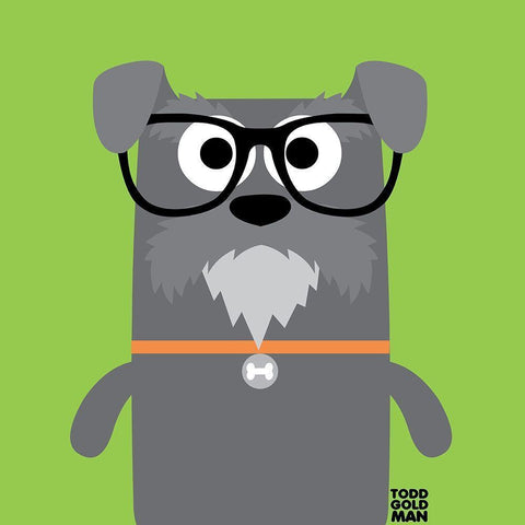 Bow Wow Schnauzer Black Modern Wood Framed Art Print with Double Matting by Todd Art