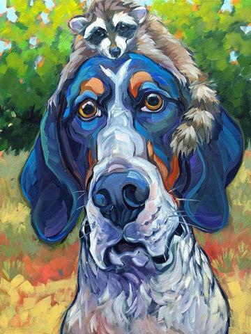 Coonhound Black Ornate Wood Framed Art Print with Double Matting by Townsend, CR