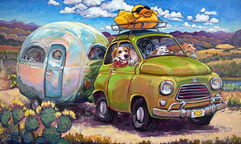 Duck and Cover Black Ornate Wood Framed Art Print with Double Matting by Townsend, CR