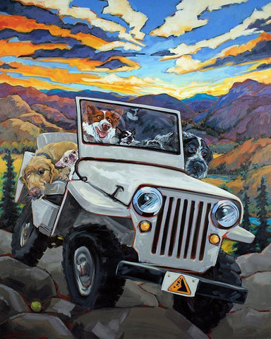 Watch For Falling Rocks White Modern Wood Framed Art Print with Double Matting by Townsend, CR