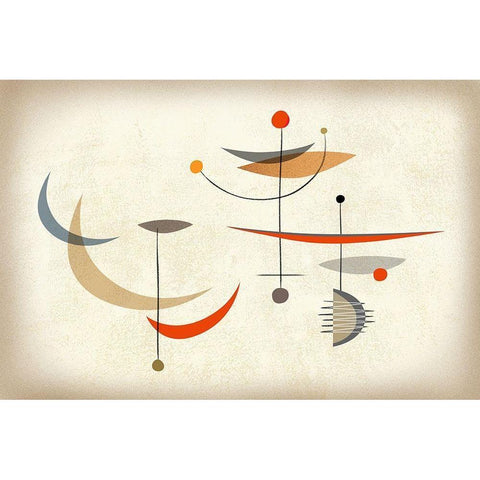Atomic Balance Black Modern Wood Framed Art Print by Theodore, James