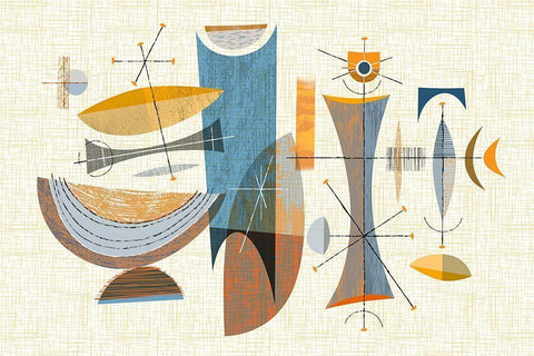 Mid-Century Optimism White Modern Wood Framed Art Print with Double Matting by Theodore, James