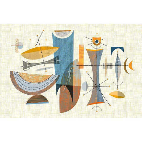 Mid-Century Optimism Black Modern Wood Framed Art Print with Double Matting by Theodore, James