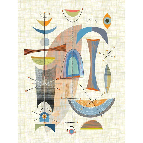 Satellite Totems Gold Ornate Wood Framed Art Print with Double Matting by Theodore, James