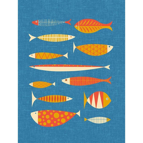 Scandia Fish Orange Gold Ornate Wood Framed Art Print with Double Matting by Theodore, James