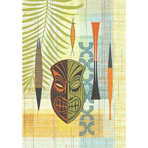 Tiki Warrior No. 1 Black Modern Wood Framed Art Print with Double Matting by Theodore, James