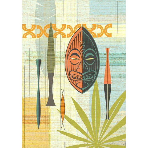 Tiki Warrior No. 2 Gold Ornate Wood Framed Art Print with Double Matting by Theodore, James