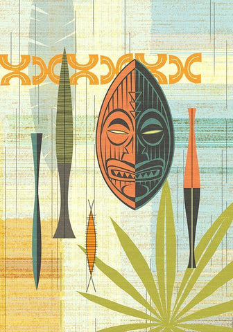 Tiki Warrior No. 2 White Modern Wood Framed Art Print with Double Matting by Theodore, James