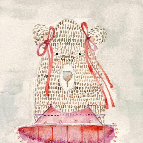 Ballerina Bear White Modern Wood Framed Art Print with Double Matting by Timbrook, Natalie