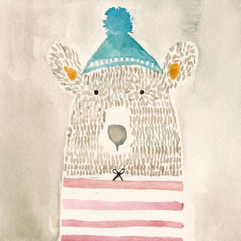 Rue Bear White Modern Wood Framed Art Print with Double Matting by Timbrook, Natalie