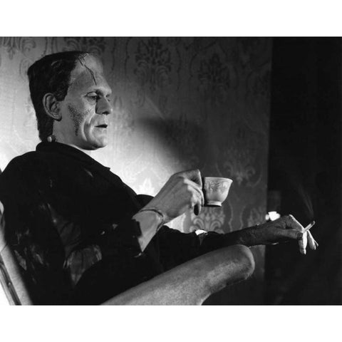 Even Monsters Need a Break Black Modern Wood Framed Art Print with Double Matting by Unknown