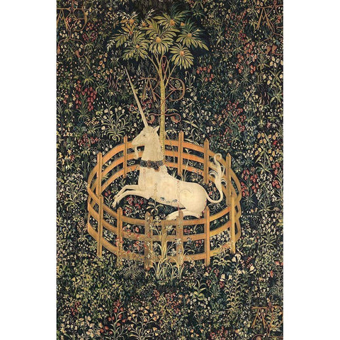 The Unicorn in Captivity Gold Ornate Wood Framed Art Print with Double Matting by Unknown