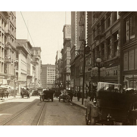 Market Street I Gold Ornate Wood Framed Art Print with Double Matting by Unknown