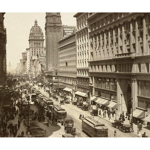 Market Street II White Modern Wood Framed Art Print by Unknown