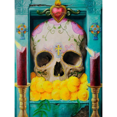 Calavera Gold Ornate Wood Framed Art Print with Double Matting by Valadez, Robert