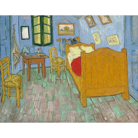 The Bedroom 1888 Gold Ornate Wood Framed Art Print with Double Matting by Van Gogh, Vincent