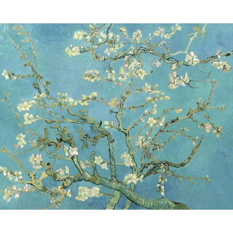 Almond Blossoms 1890 Gold Ornate Wood Framed Art Print with Double Matting by Van Gogh, Vincent