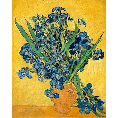 Irises 1890 Gold Ornate Wood Framed Art Print with Double Matting by Van Gogh, Vincent