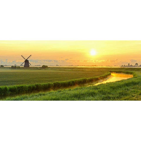 Morning Meadow Black Modern Wood Framed Art Print with Double Matting by Van de Goor, Lars