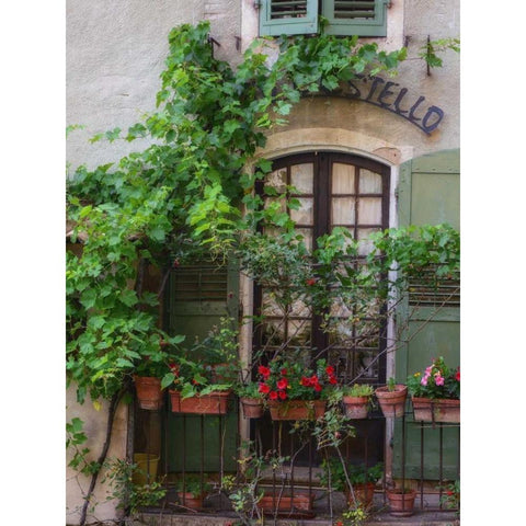 Moustiers Sainte Marie Black Modern Wood Framed Art Print with Double Matting by Van de Goor, Lars