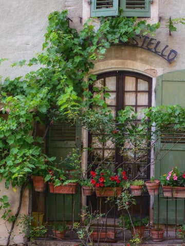 Moustiers Sainte Marie White Modern Wood Framed Art Print with Double Matting by Van de Goor, Lars