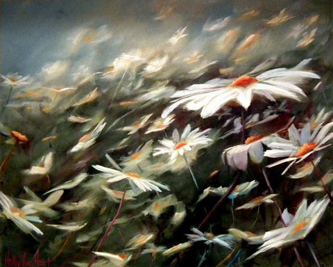 Field of Dreams White Modern Wood Framed Art Print with Double Matting by Van Hart, Holly