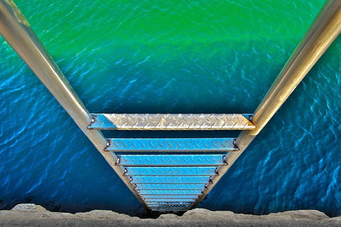 Sea Ladder White Modern Wood Framed Art Print with Double Matting by Varona, Verne