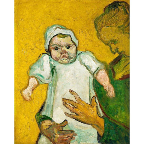 Van Gogh, VincentMadame Roulin and Her Baby White Modern Wood Framed Art Print by Van Gogh, Vincent