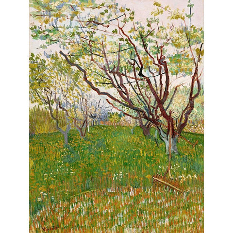 Van Gogh, VincentThe Flowering Orchard Gold Ornate Wood Framed Art Print with Double Matting by Van Gogh, Vincent