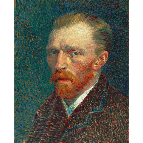 Self-Portrait Gold Ornate Wood Framed Art Print with Double Matting by Van Gogh, Vincent