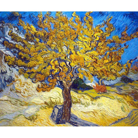 The Mulberry Tree Black Modern Wood Framed Art Print with Double Matting by Van Gogh, Vincent