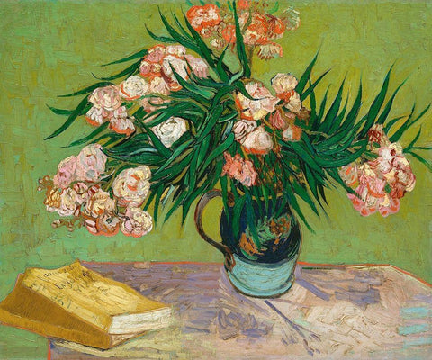 Oleanders, 1888 Black Ornate Wood Framed Art Print with Double Matting by Van Gogh, Vincent