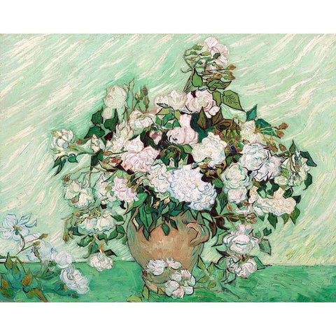 Roses, 1890 Black Modern Wood Framed Art Print with Double Matting by Van Gogh, Vincent