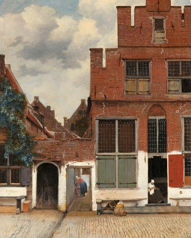 View of Houses in Delft, Known as The Little Street, c. 1658 Black Ornate Wood Framed Art Print with Double Matting by Vermeer, Johannes