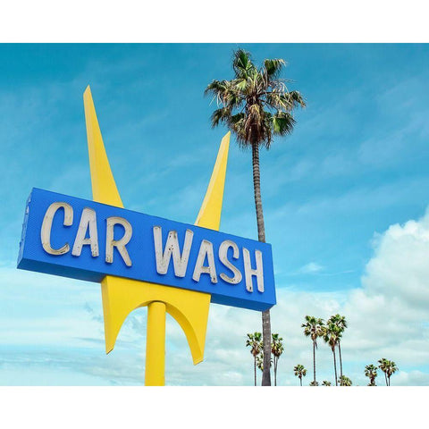 5 Points Car wash White Modern Wood Framed Art Print by Vargas, Carlos