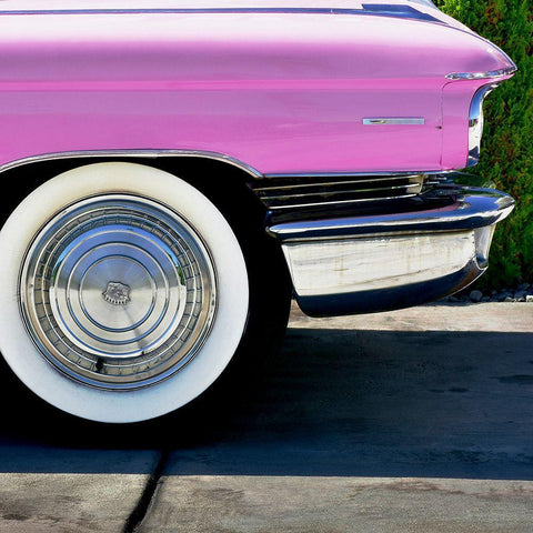 Pink Cadillac Tire Black Ornate Wood Framed Art Print with Double Matting by Vargas, Carlos